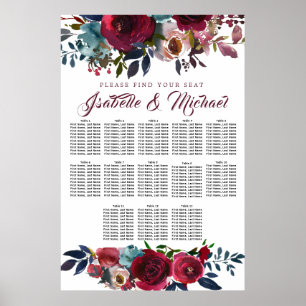 Poster Gráfico de Assentos de Casamento de Casamento de M