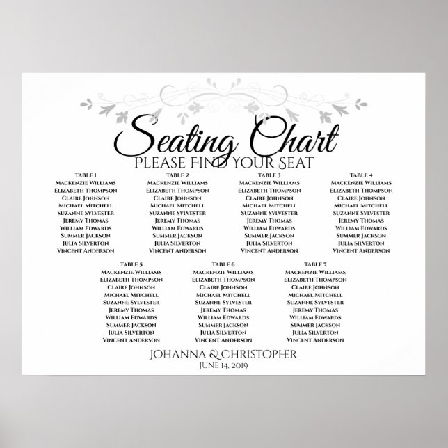 Poster Gráfico de Assentos de Casamento de Casamento de M (Frente)