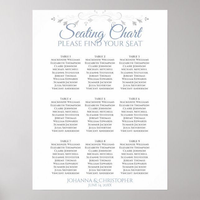 Poster Gráfico de Assentos de Casamento de Casamento de M (Frente)