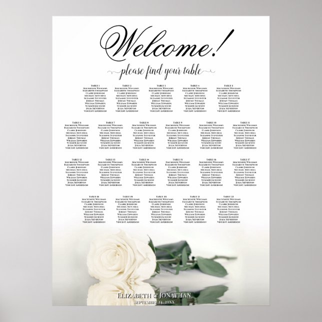 Poster Gráfico de Assentos de Casamento de Casamento de M (Frente)