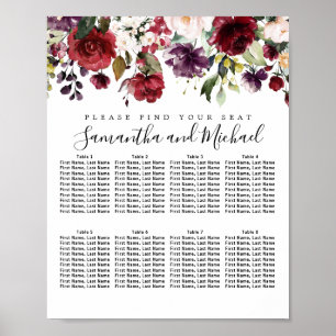 Poster Gráfico de Assentos de Casamento de Casamento Verm