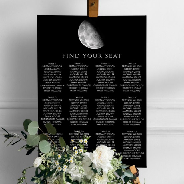 Poster Gráfico de assentos de casamento de espaço preto e (Criador carregado)