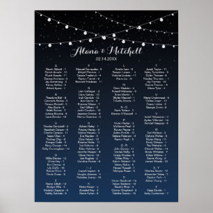 Pôster Gráfico de Assentos de Casamento de Estrelas Azuis