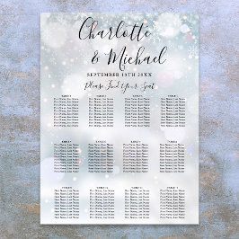 Poster Gráfico de Assentos de Casamento de Flocos de Neve