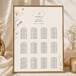 Poster Gráfico de Assentos de Casamento de Flor Silvestre