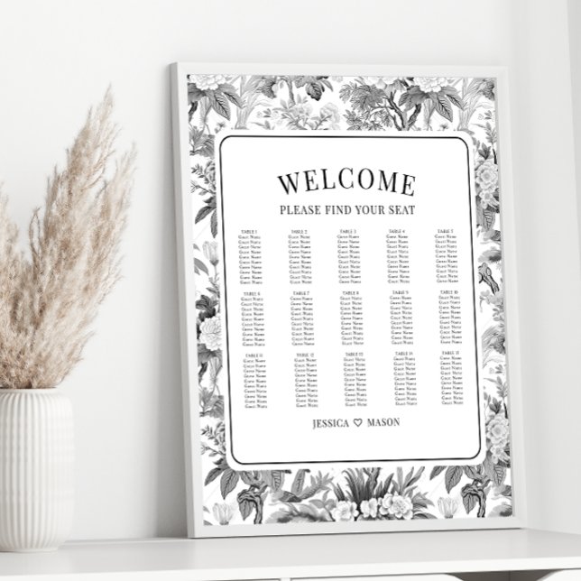 Poster Gráfico de assentos de casamento de flores brancas (Criador carregado)