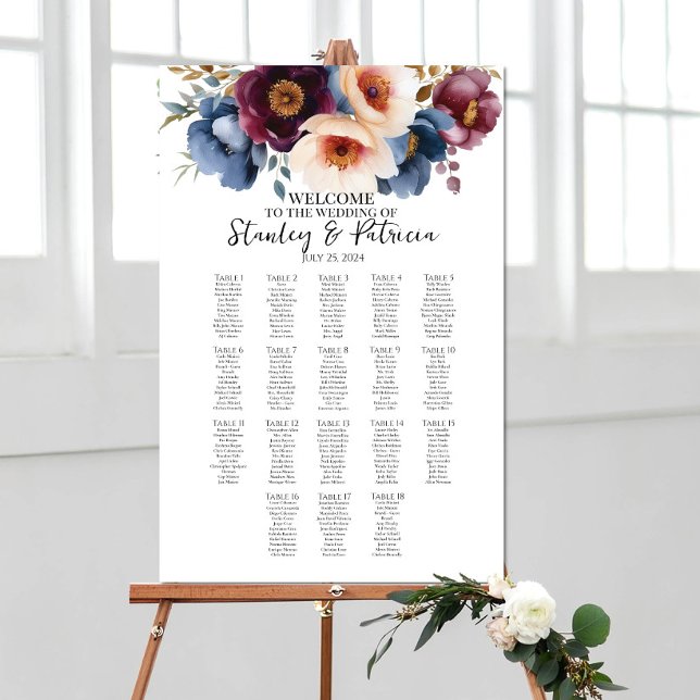 Poster Gráfico de assentos de casamento de flores elegant (Criador carregado)