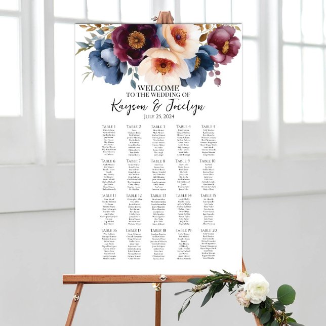 Poster Gráfico de assentos de casamento de flores elegant (Criador carregado)