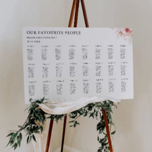 Poster Gráfico de Assentos de Casamento de Flores Selvage