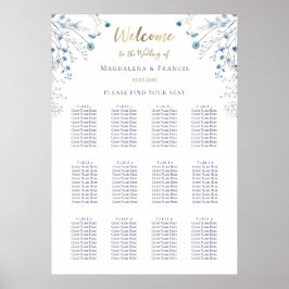 Poster gráfico de assentos de casamento de flores silvest