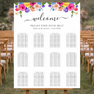 Poster Gráfico de assentos de casamento de flores silvest