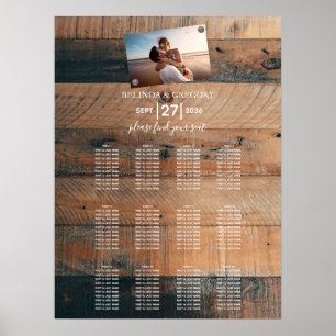 Poster Gráfico de Assentos de Casamento de Foto em Madei