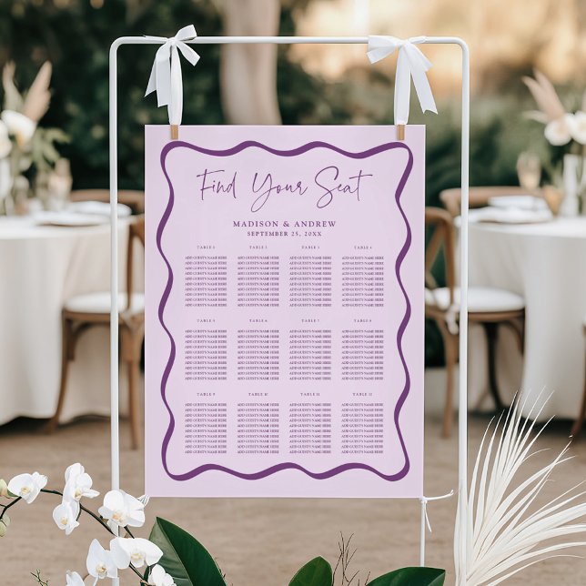 Poster Gráfico de Assentos de Casamento de Frame Roxo Mod (Criador carregado)