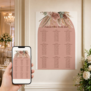 Poster Gráfico de assentos de casamento de grama de pampa