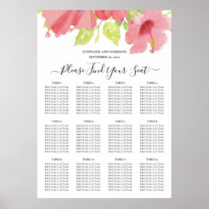 Poster Gráfico de Assentos de Casamento de Hibiscus Rosa 
