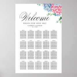 Poster Gráfico de Assentos de Casamento de Hydrangeas Ros