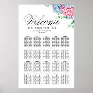 Poster Gráfico de Assentos de Casamento de Hydrangeas Ros