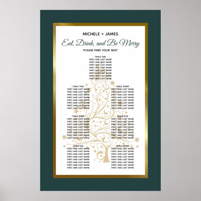 Poster Gráfico de Assentos de Casamento de Inverno com Es (Frente)