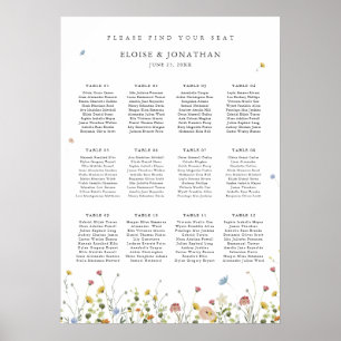 Poster Gráfico de Assentos de Casamento de Jardim de Flor