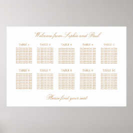 Poster Gráfico de Assentos de Casamento de Mesa 10 Bege D