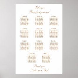 Poster Gráfico de Assentos de Casamento de Mesa 11 Bege D
