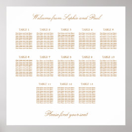 Poster Gráfico de Assentos de Casamento de Mesa 13 Bege D