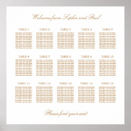 Poster Gráfico de Assentos de Casamento de Mesa 15 Bege D
