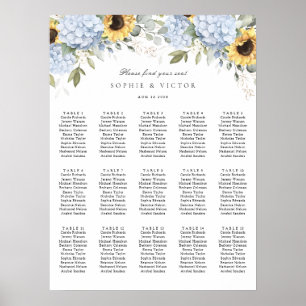 Poster Gráfico de Assentos de Casamento de Mesa 15 Hortên