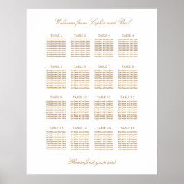Poster Gráfico de Assentos de Casamento de Mesa 16 Bege D