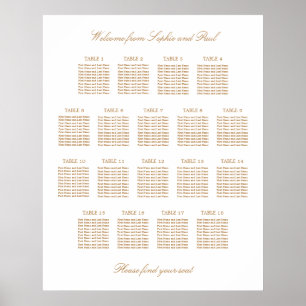 Poster Gráfico de Assentos de Casamento de Mesa 18 Bege D