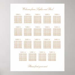 Poster Gráfico de Assentos de Casamento de Mesa 19 Bege D