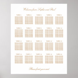 Poster Gráfico de Assentos de Casamento de Mesa 20 Bege D