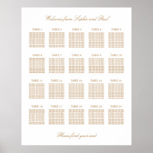Poster Gráfico de Assentos de Casamento de Mesa 20 Bege D