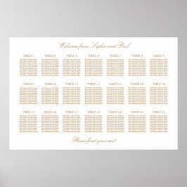 Poster Gráfico de Assentos de Casamento de Mesa 21 Bege D