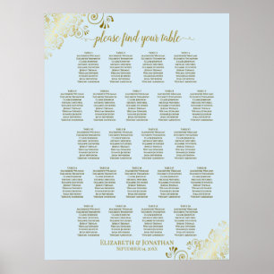 Poster Gráfico de Assentos de Casamento de Mesa 22 Azul P