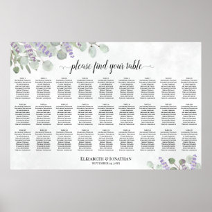 Poster Gráfico de Assentos de Casamento de Mesa 27 Lavand