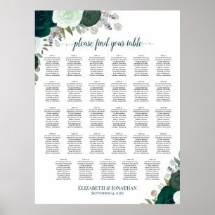 Poster Gráfico de Assentos de Casamento de Mesa 29 Emeral