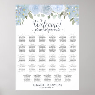 Poster Gráfico de Assentos de Casamento de Mesa 29 Floral