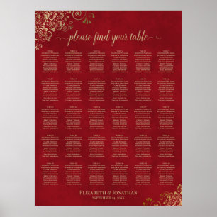 Poster Gráfico de Assentos de Casamento de Mesa 30 Vermel