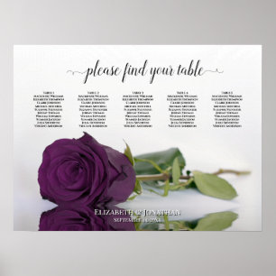 Poster Gráfico de Assentos de Casamento de Mesa 5 Rosa Ro