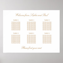 Poster Gráfico de Assentos de Casamento de Mesa 6 Bege Do