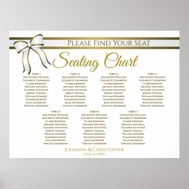Poster Gráfico de Assentos de Casamento de Mesa 7 com Fit (Frente)