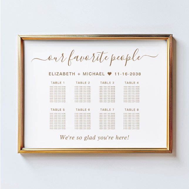 Poster Gráfico de Assentos de Casamento de Mesa 8 em Scri (Criador carregado)