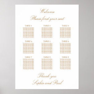 Poster Gráfico de Assentos de Casamento de Mesa 9 Bege Do