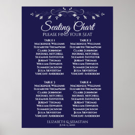 Poster Gráfico de Assentos de Casamento de Mesa Azul-4 Si