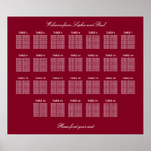 Poster Gráfico de Assentos de Casamento de Mesa Burgundy