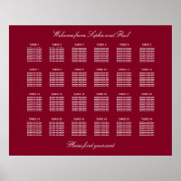 Gráfico de Assentos de Casamento de Mesa Burgundy