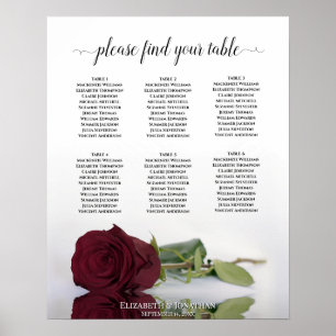 Poster Gráfico de Assentos de Casamento de Mesa Burgundy