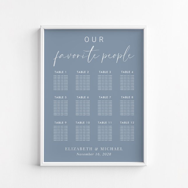 Poster Gráfico de Assentos de Casamento de Mesa Chic Dust (Criador carregado)
