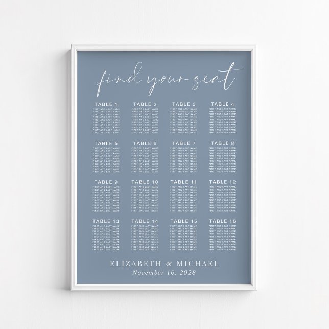 Poster Gráfico de Assentos de Casamento de Mesa Chic Dust (Criador carregado)